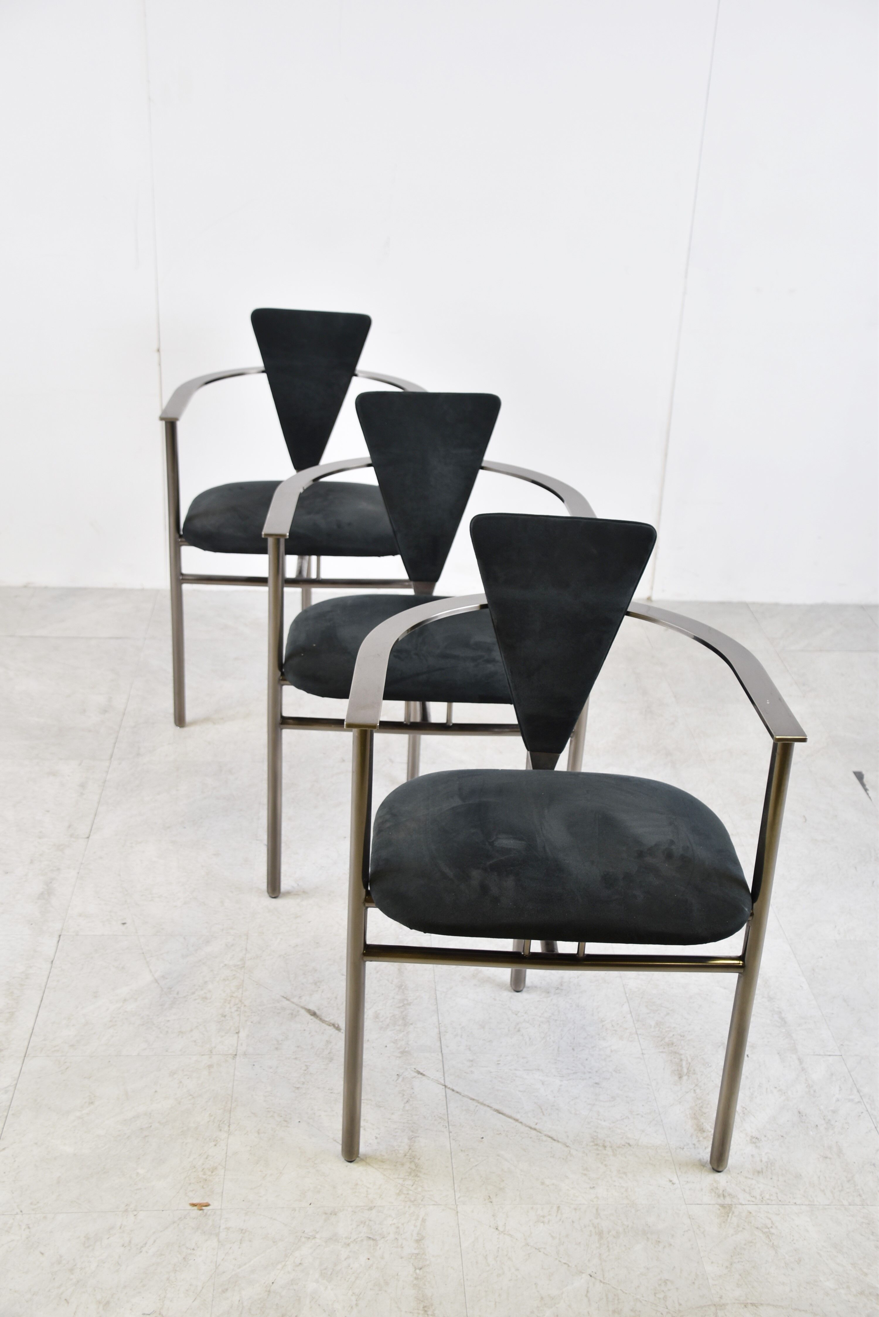 Set of 8 post modern dining chairs by Belgochrom, 1980s