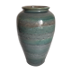 Oblong ceramic vase sacrificed with blue enamel