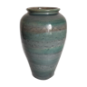 Oblong ceramic vase sacrificed with blue enamel