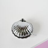 Shell butter dish in stainless steel and blue glass, with butter dish, 1970