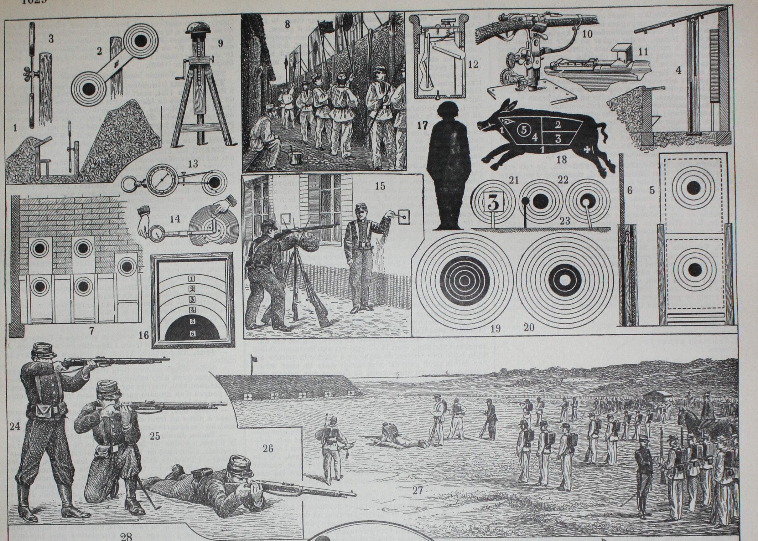 Lithograph • Shooting, sport, gun, hunting, target • Original engraving from 1898