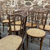 Set of 10 Thonet Fischel restaurant bistro chairs mismatch b