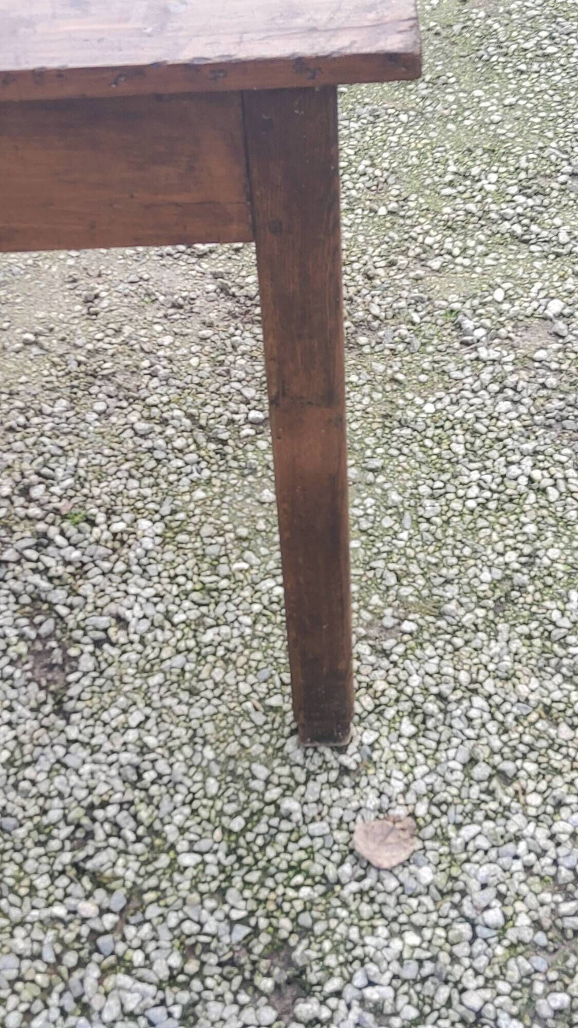 Farm table in oak and white wood 160cm 1 drawer t 20th century