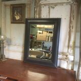 Beveled leather mirror 90x70