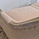 Louis XV style bench sofa in pink fabric and burlap