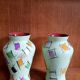 Ensemble de deux vases en céramique vintage fat lava peints à la main par Bay Keramik - Allemagne de l’Ouest - Années 1960
