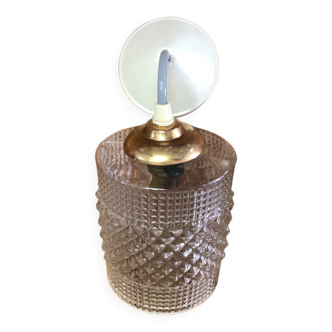 Old molded glass pendant lamp + vintage golden support