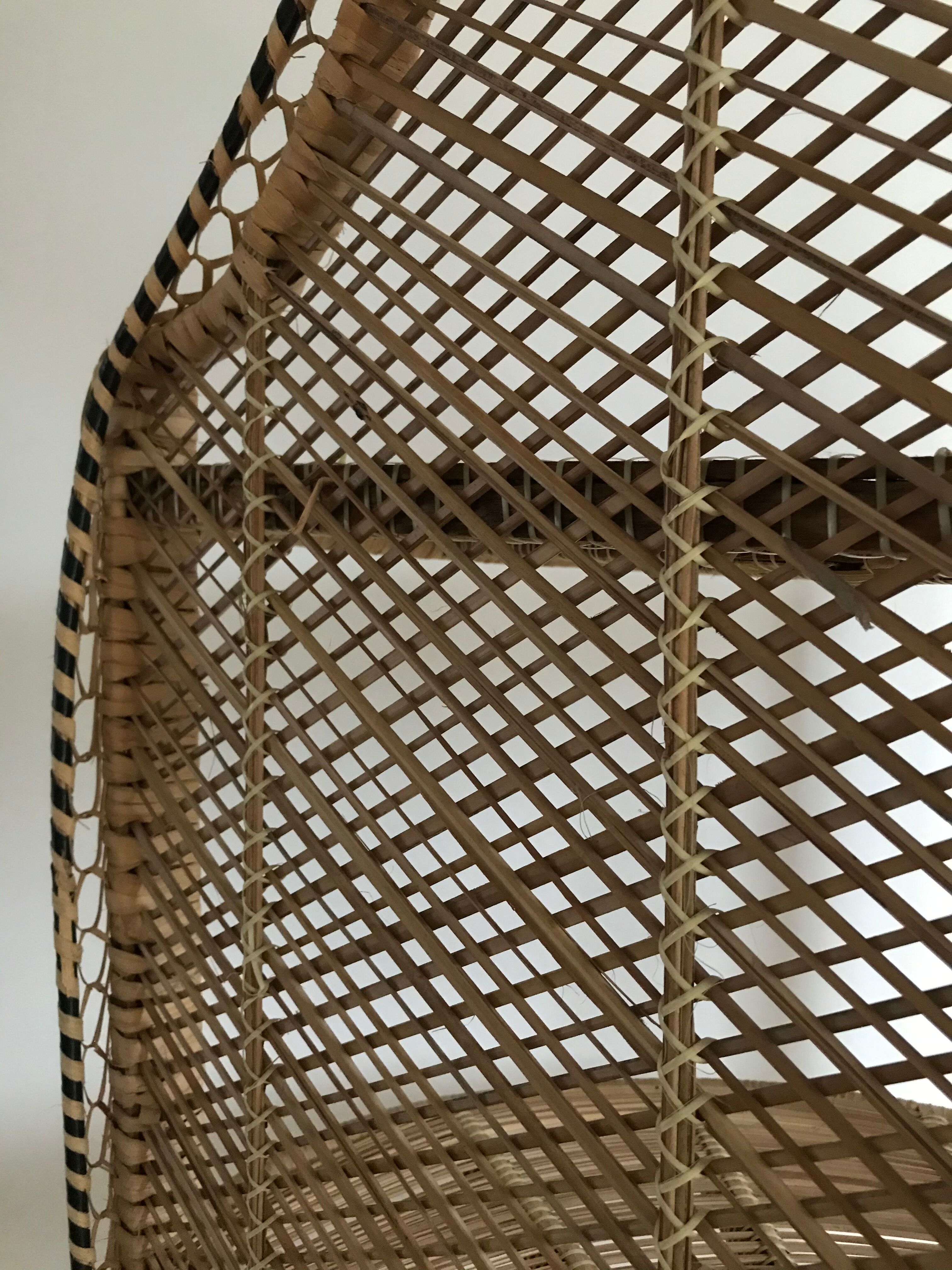 Large rattan corner shelf in Emmanuelle style