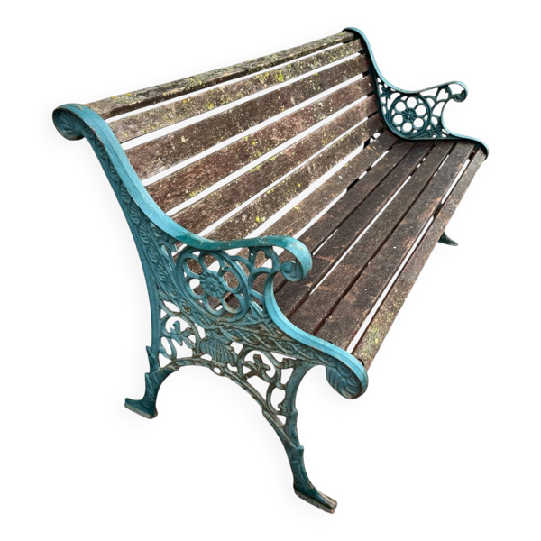 Banc de jardin en fonte et bois années 60’s vert