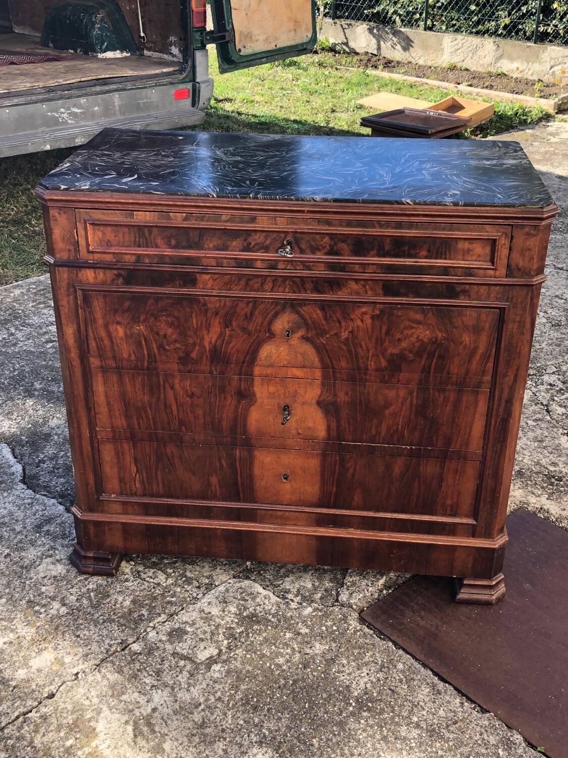 Black marble chest of drawers
