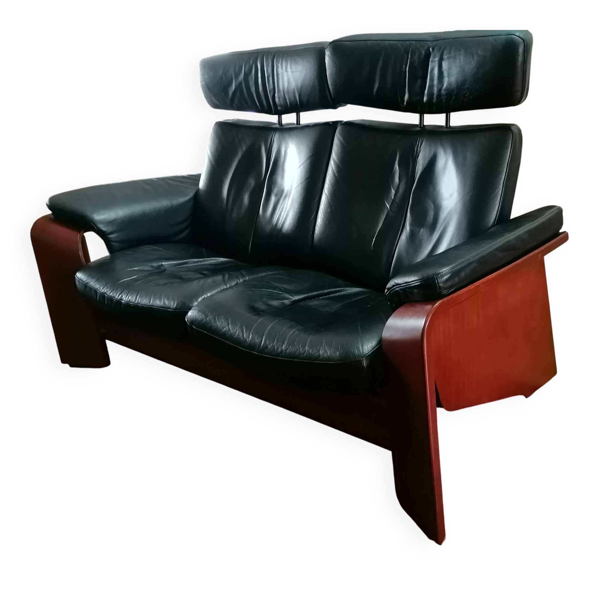 Canapé 2 places stressless modèle pegasus en cuir noir