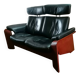 Canapé 2 places stressless modèle pegasus en cuir noir