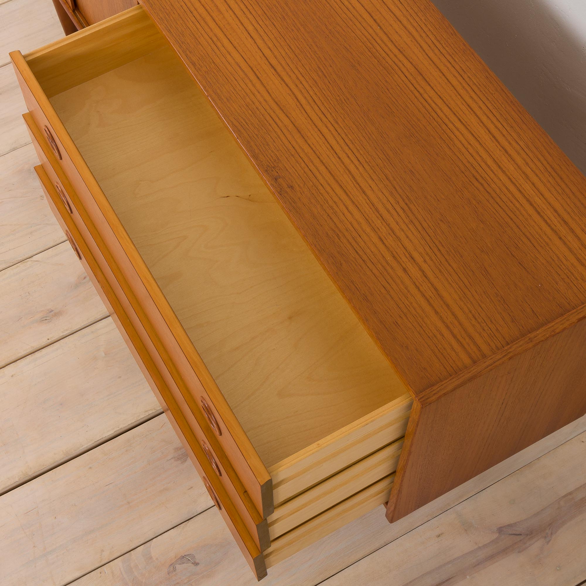 Vintage Scandinavian sideboard with 3 drawers and sliding doors, 1960s