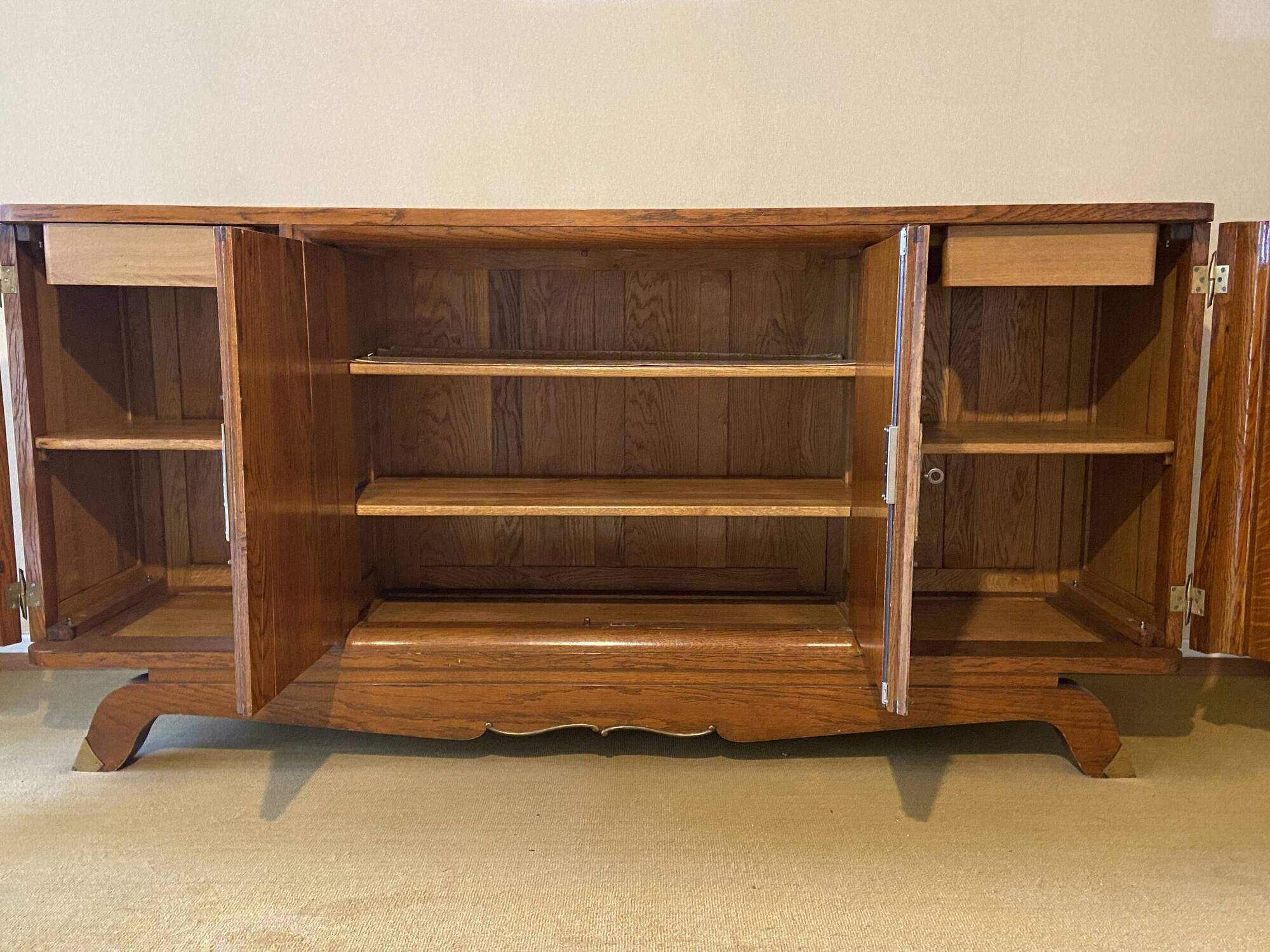 Mid-century vintage Scandinavian 1950s Art Deco Parisian sideboard oak wood