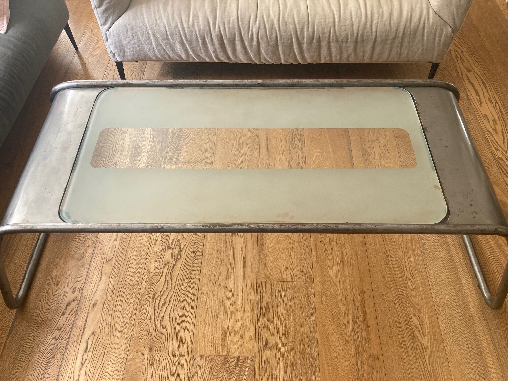 Metal and glass coffee table