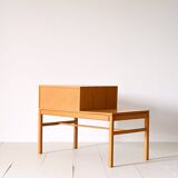 Scandinavian oak bench with drawer