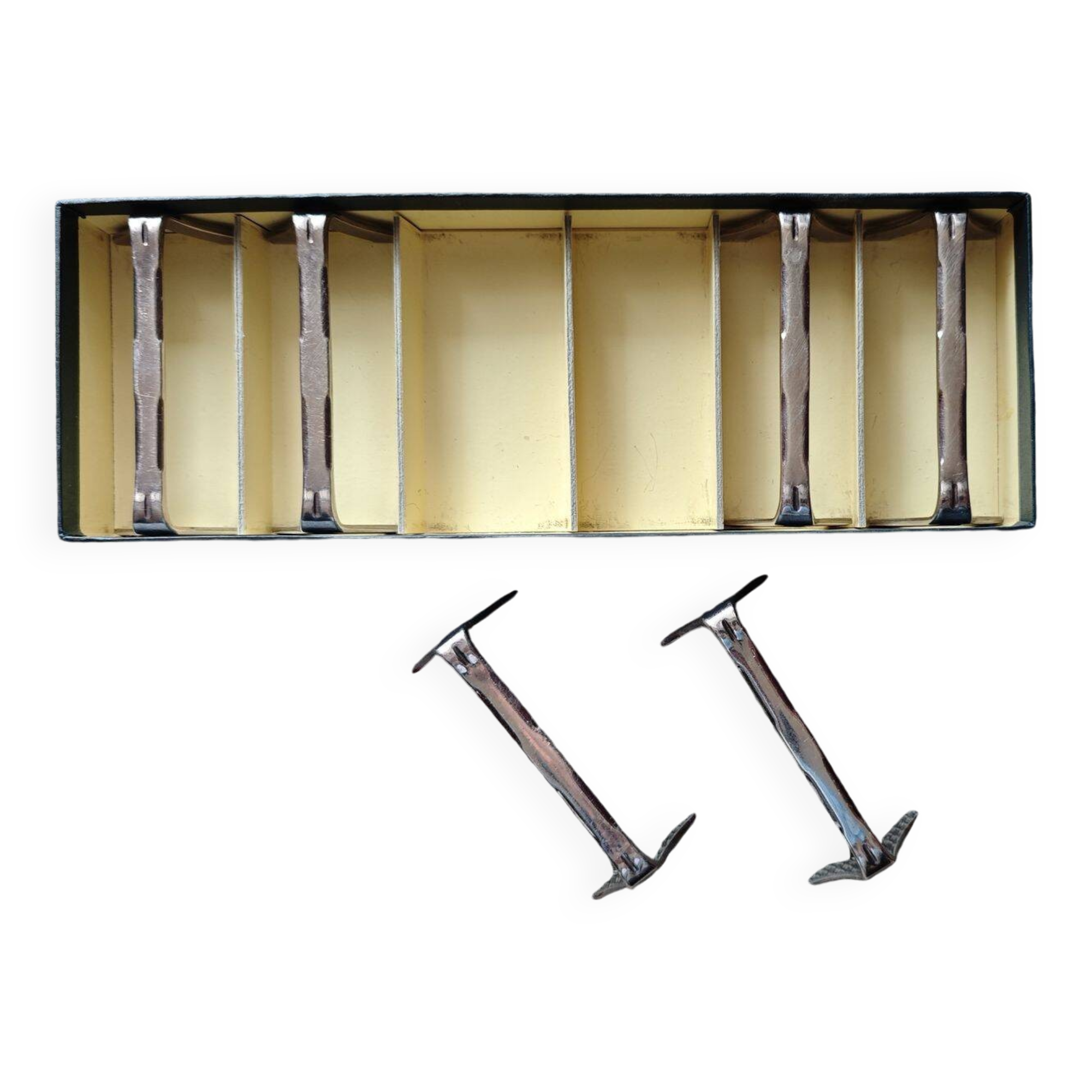 Set of 6 Ercuis modernist silver plated metal knife rests - 1960s/1970s