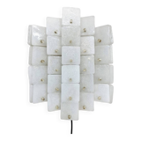 Frosted Ice glass panel wall scone lamp vintage 1960s