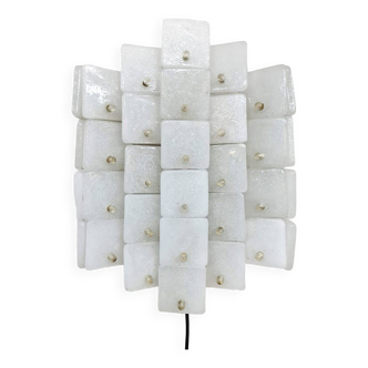 Frosted Ice glass panel wall scone lamp vintage 1960s