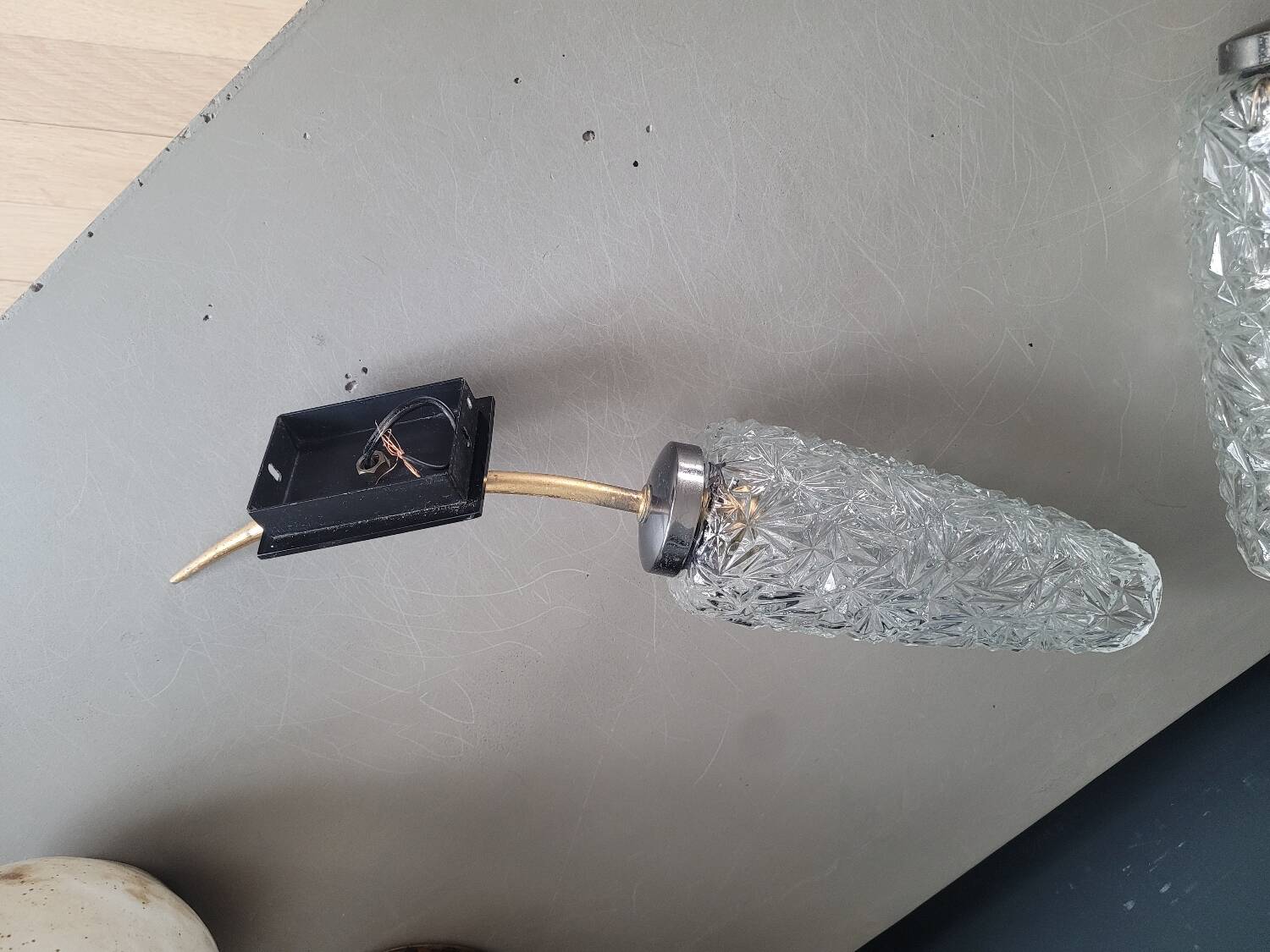 Pair of vintage molded glass wall sconces