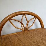 Pair of rattan bedsides and vintage bamboo