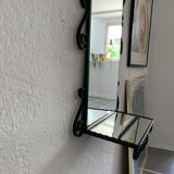Vintage entrance mirror wrought iron with tablet  38x105cm