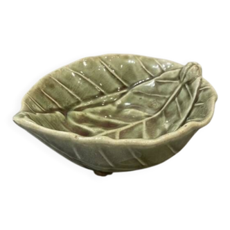 Enamelled ceramic leaf catchall - Vintage style