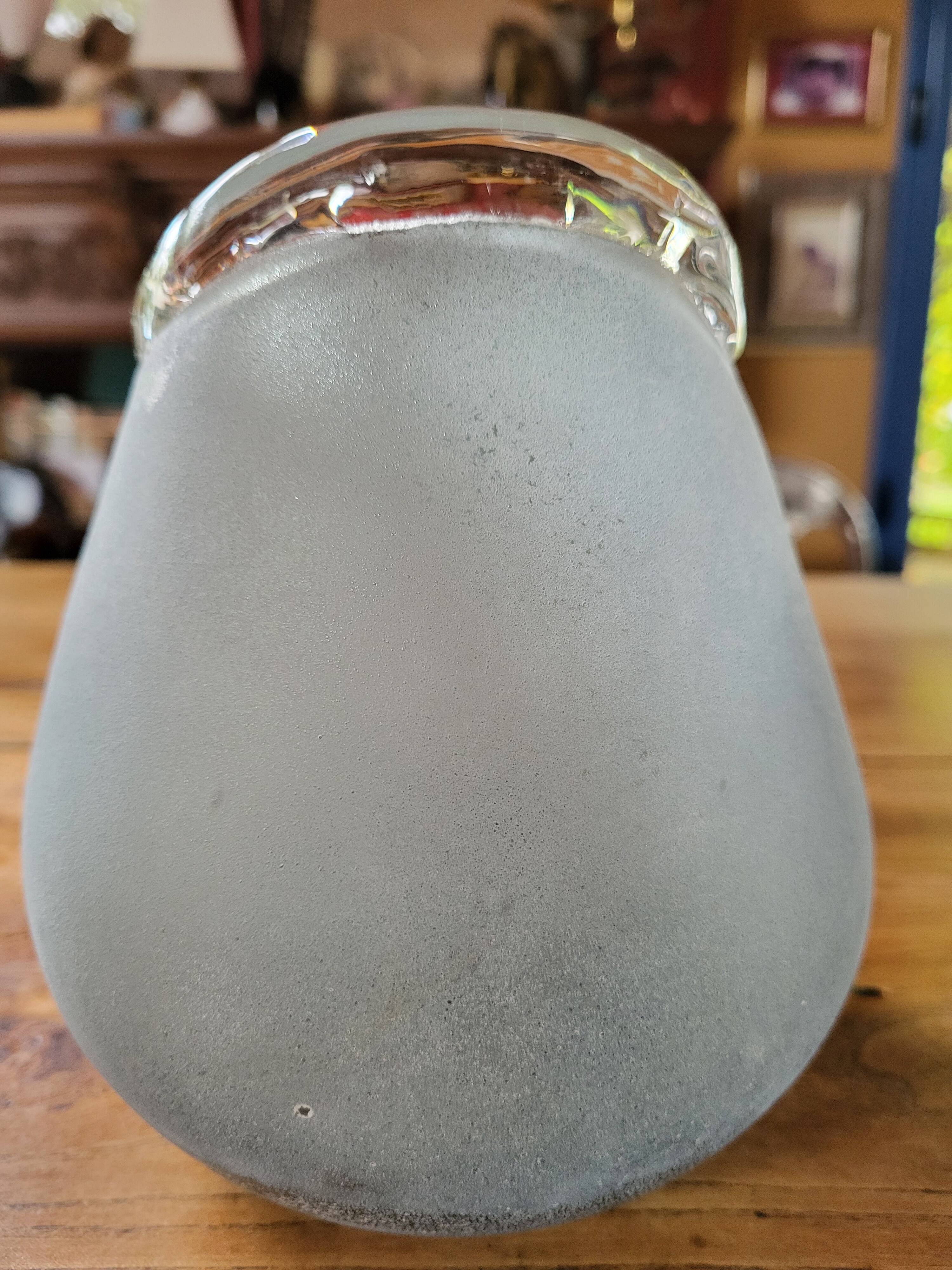 Biomorphic vase Murano granite gray glass paste