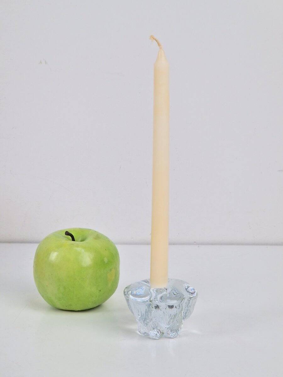 Vintage Isblomst Glass Candlestick by Sidse Werner for Holmegaard, 1970s