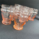 Service for 4 people - Art Deco - Glass or 1/2 pink crystal blown and cut