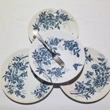 Set of 4 flat plates in Badonviller earthenware, Jasmin model, iron earth.