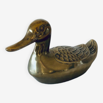 Large vintage brass duck