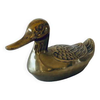 Large vintage brass duck