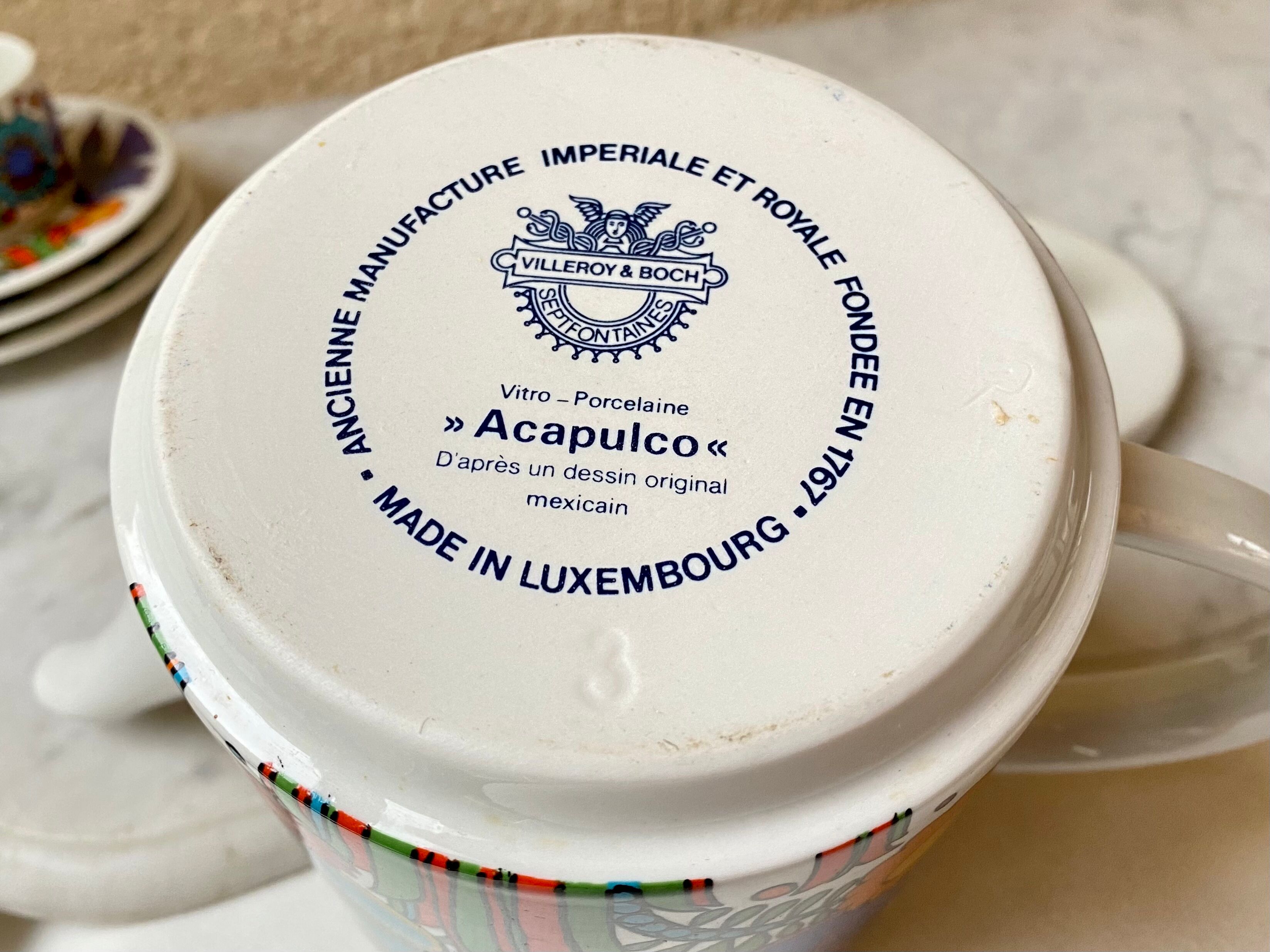 Coffee maker and ceramic coffee cup Villeroy and Boch Acapulco vintage 70s