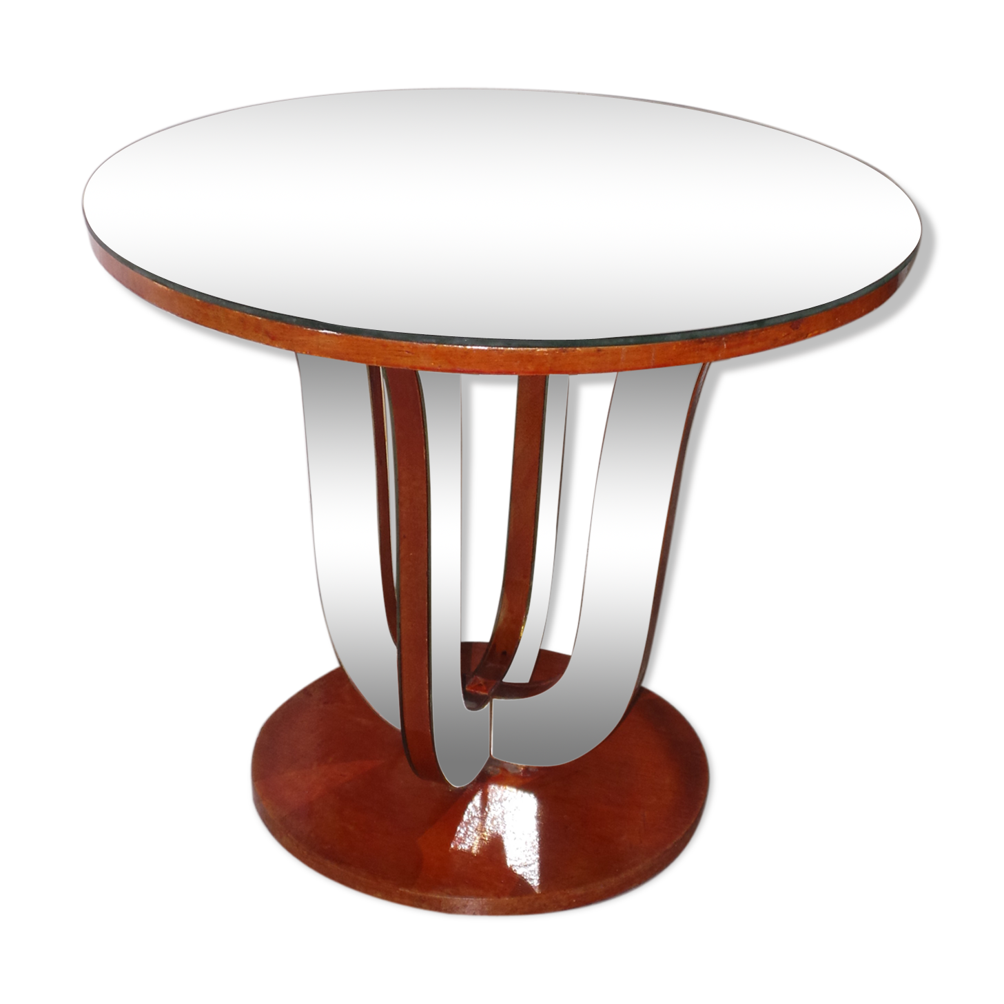 Vintage art deco all-mirror side table, 1940s