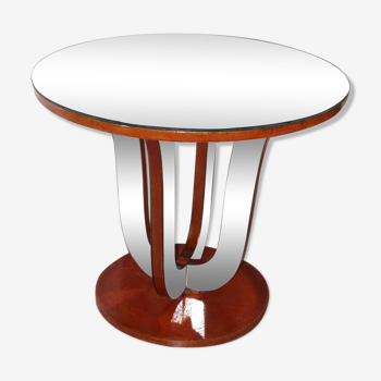 Vintage art deco all-mirror side table, 1940s