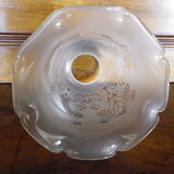 Gilded metal chandelier, 5 branches, opaque glass cupola - 60s/70s