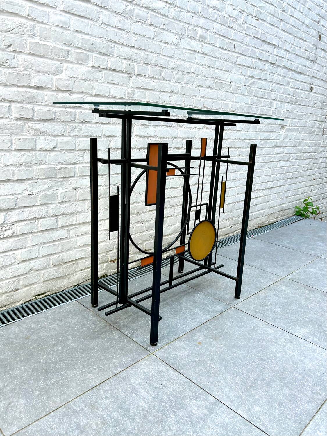 Postmodernist geometric console from the 1980s.