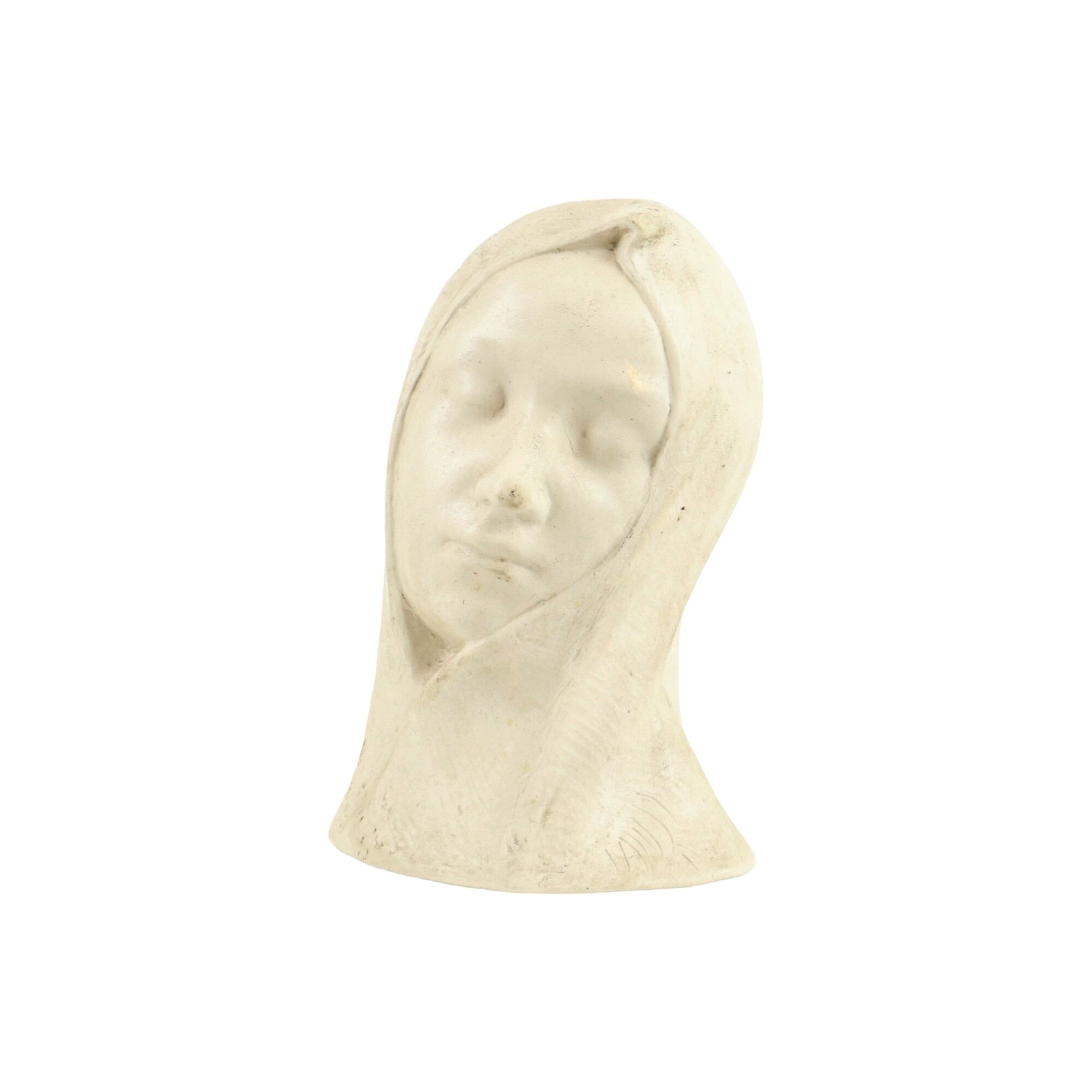Vintage white bust bust young woman sculpture terre cuite 29cm