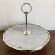 Silver-plated rotating platter and white marble pastry stand 1960 neoclassical