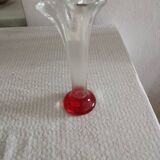 Vase tulipe Murano pied rouge