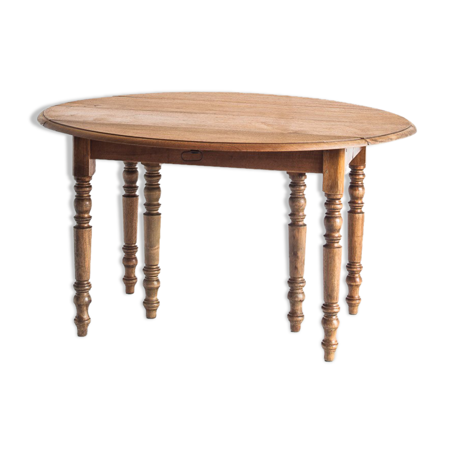 Vintage solid wood table with folding shutters with two extensions, France 1950