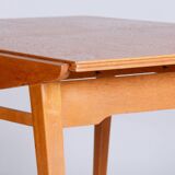 Restored Midcentury Oak Extendable Dining Table, Revived Polish, Czechia, 1950s
