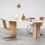 1970 oval architectural travertine dining table