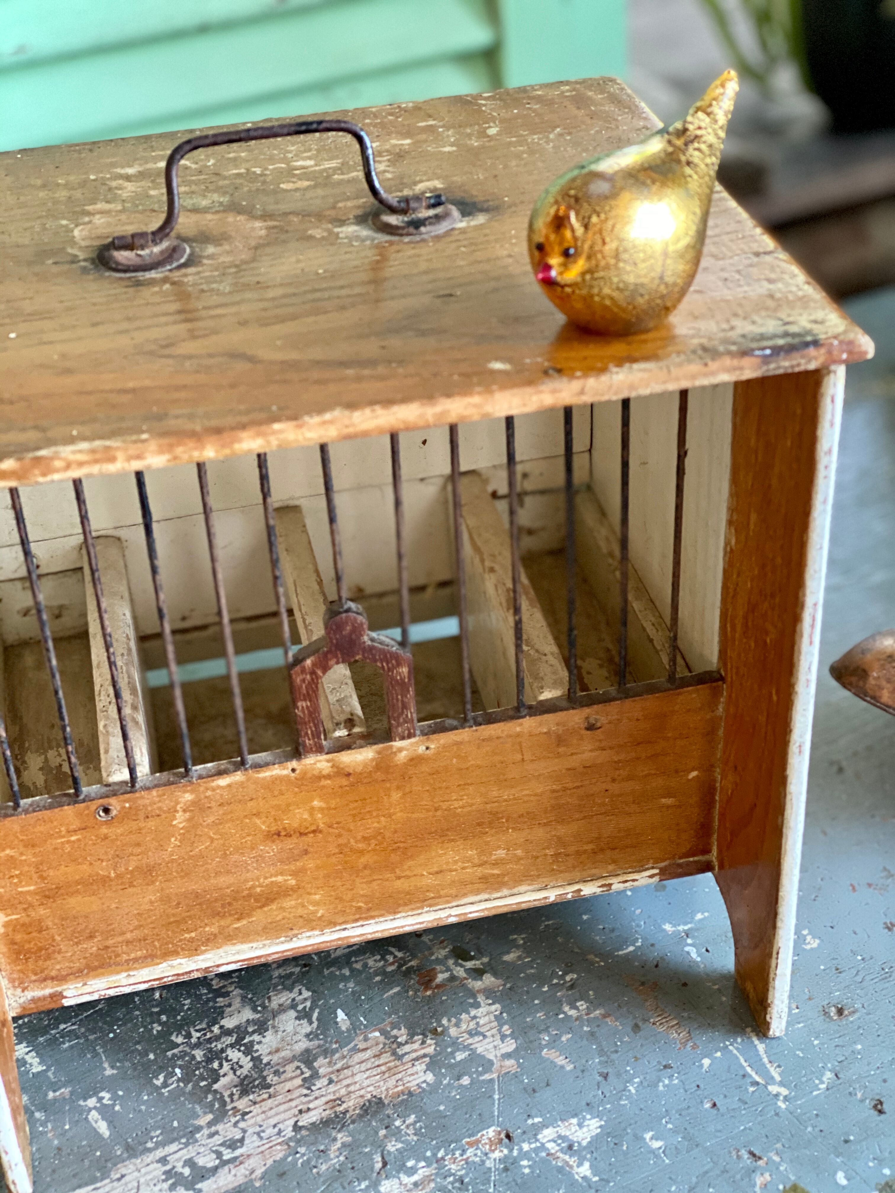 Wooden and steel bird cage