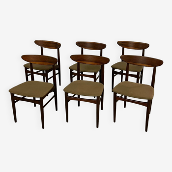 6x chaises de salle à manger en palissandre scandinave 1950