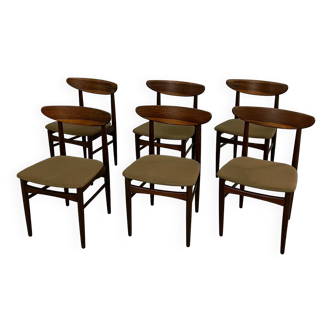 6x chaises de salle à manger en palissandre scandinave 1950