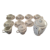 Service à café vintage en porcelaine – Décor roses et dorures – 17 pièces