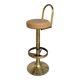 Tabouret de bar italien mid-century modern en laiton et cuir