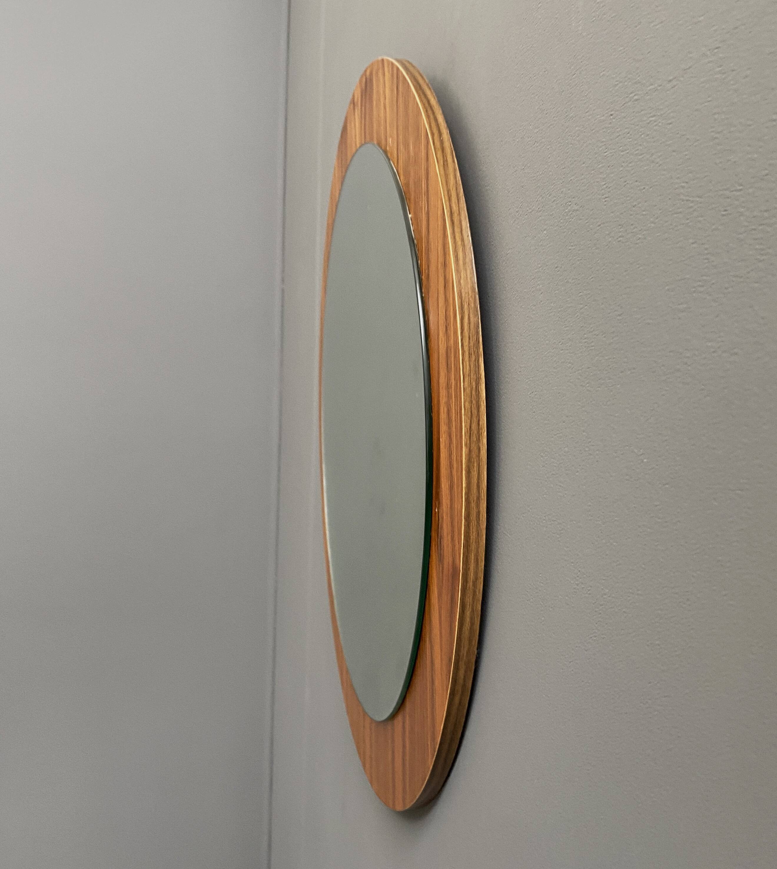 round wood mirror